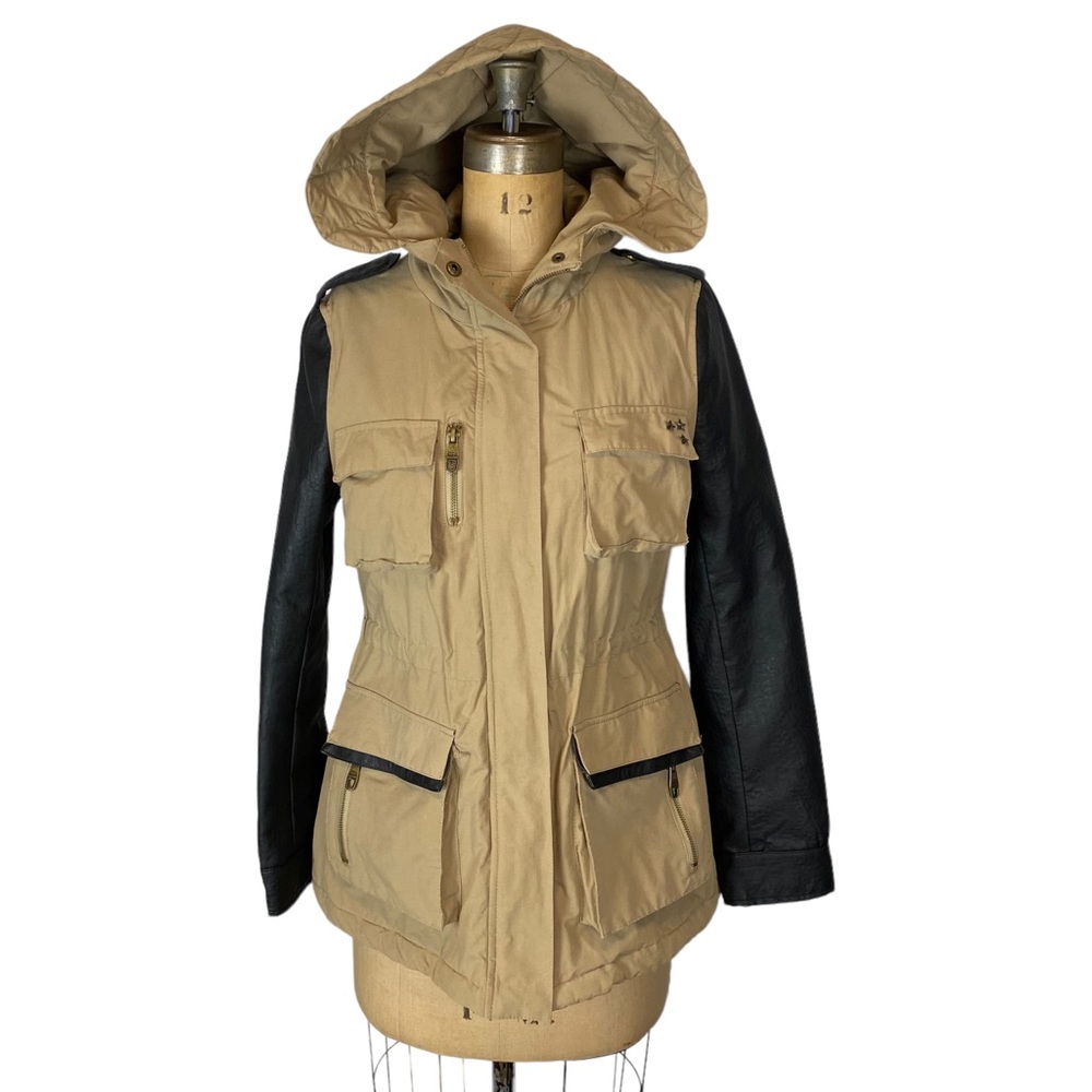 Steve Madden Faux Leather Detail Utilitarian Cold Weather Jacket Size M